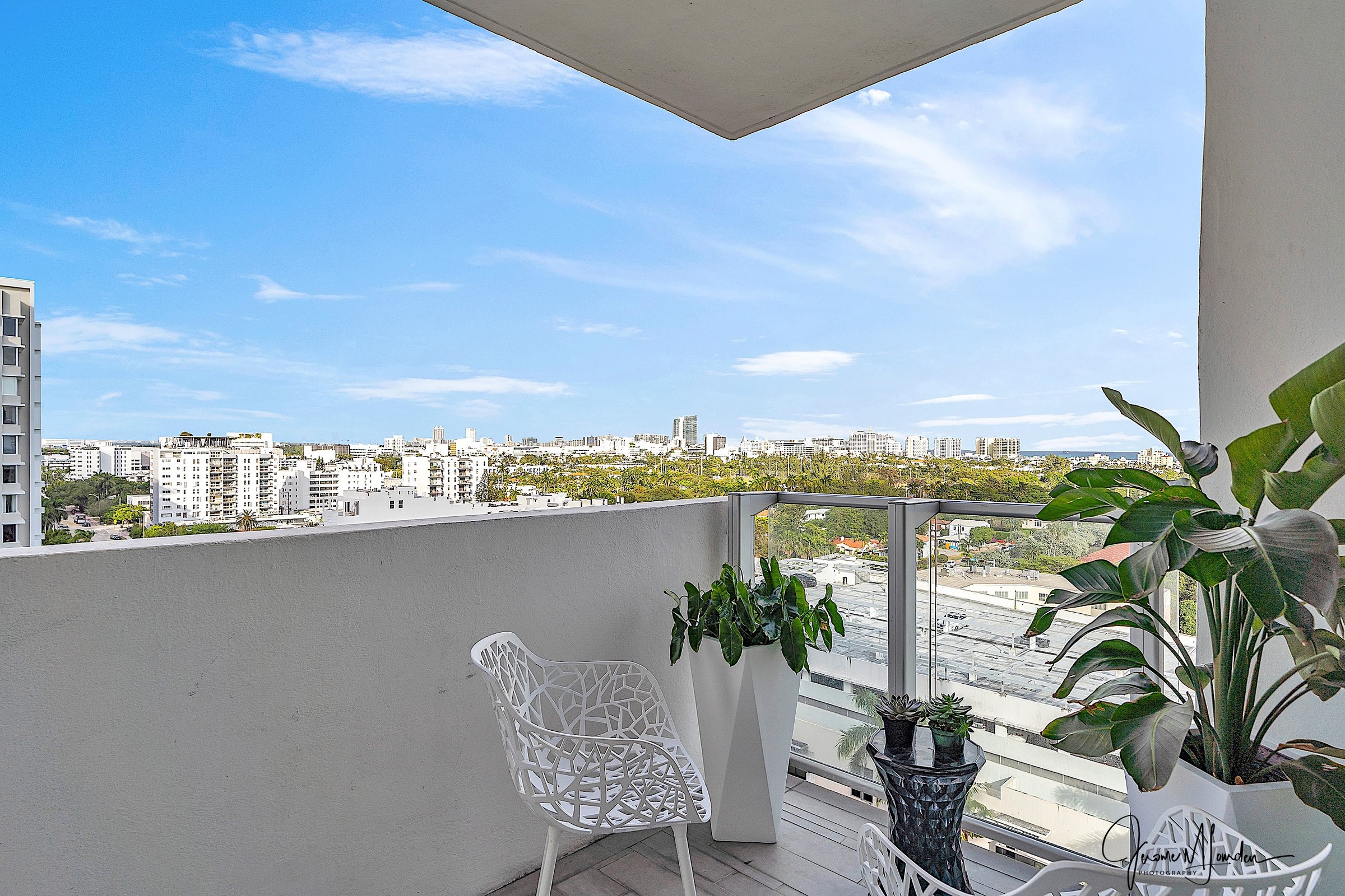 Balcony with panoramic South Beach skyline